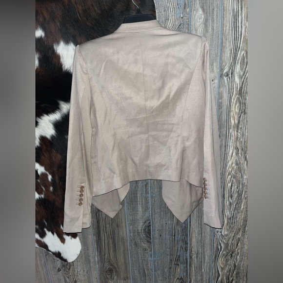 BCBGMaxAzaria size small nwot tan pumice draped front blazer jacket - Picture 4 of 5